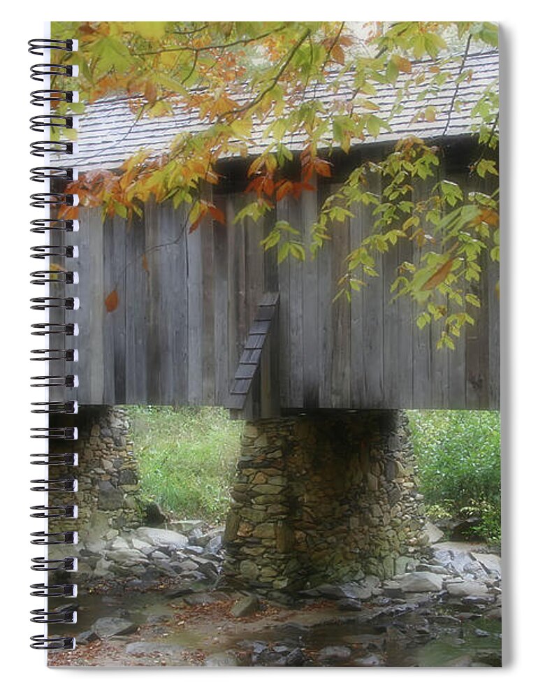 Autumn Spiral Notebook featuring the photograph Autumns Bridge by Karol Livote