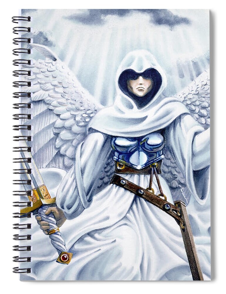 Angel Spiral Notebook featuring the painting Avenging Angel by Melissa A Benson