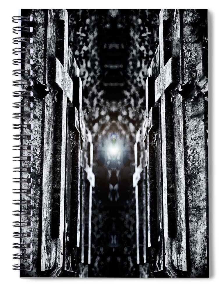 Cemetery Spiral Notebook featuring the photograph Awaits the Light by Scott Wyatt