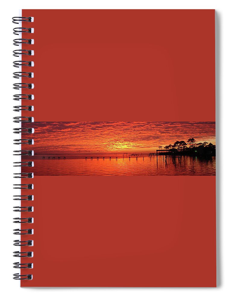 20110205 Spiral Notebook featuring the photograph Awesome Santa Rosa Sunset Colors Panoramic by Jeff at JSJ Photography
