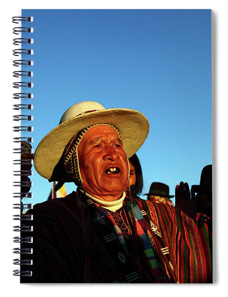 Bolivia Spiral Notebook featuring the photograph Aymara New Year Harvest Thanksgiving Bolivia by James Brunker