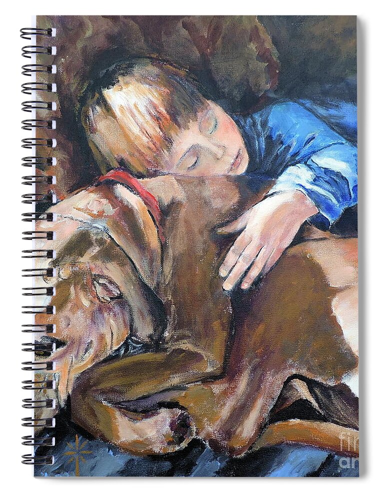 Pet Spiral Notebook featuring the painting Ayvre and Jazzy by Jodie Marie Anne Richardson Traugott     aka jm-ART