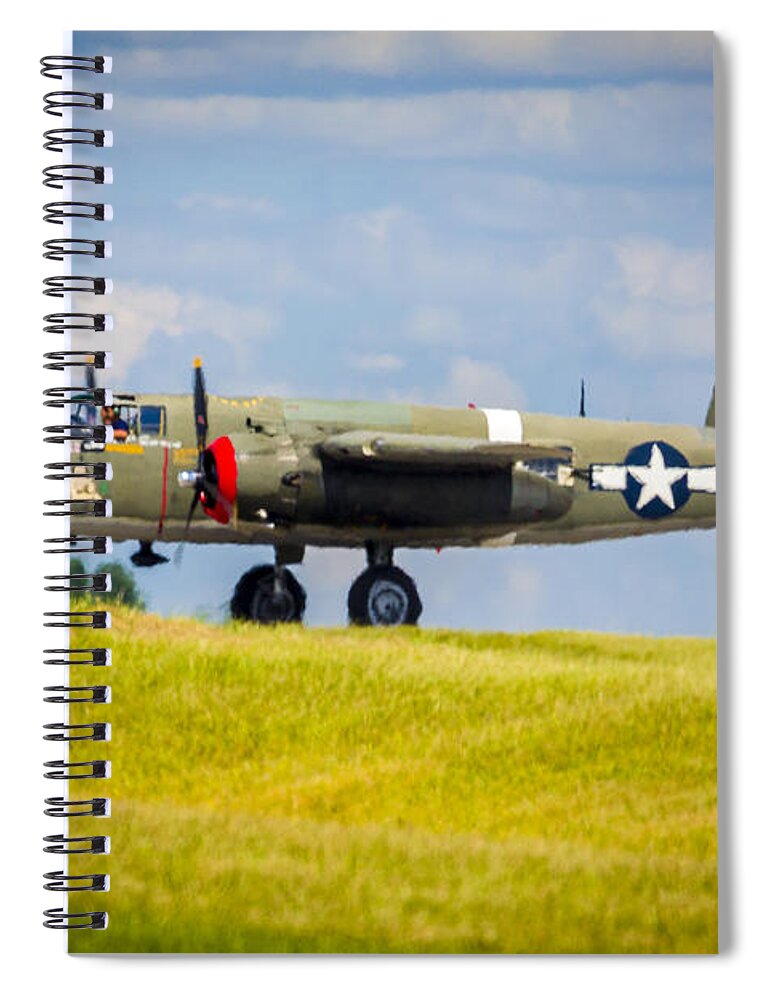 2 Spiral Notebook featuring the photograph B-25 Landing Original by Jack R Perry