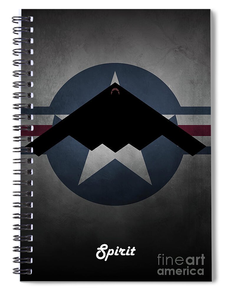 B2 Spiral Notebook featuring the digital art B2 Spirit USAF by Airpower Art
