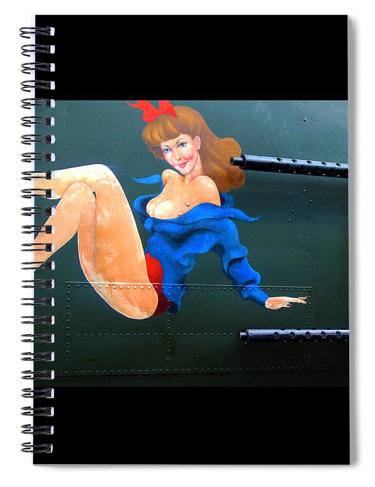 show Me Plane Art Spiral Notebook featuring the photograph Babe on WWII Bomber the SHOW ME by Kathy Barney
