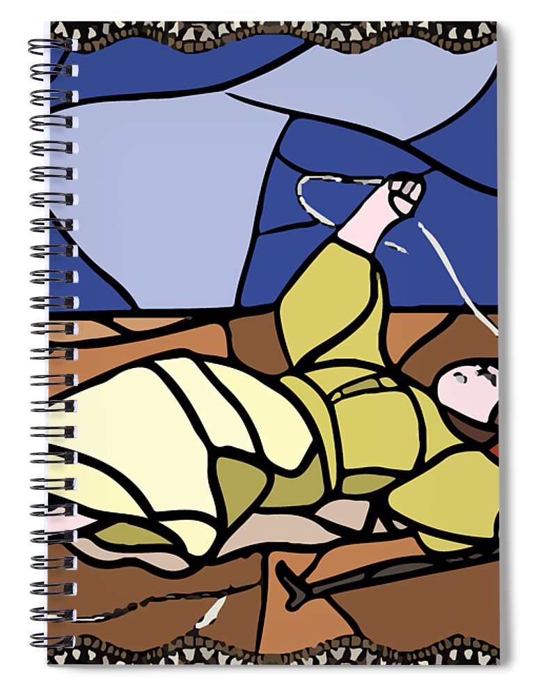 Babie-lato Spiral Notebook featuring the digital art Babie lato stained glass version by Piotr Dulski