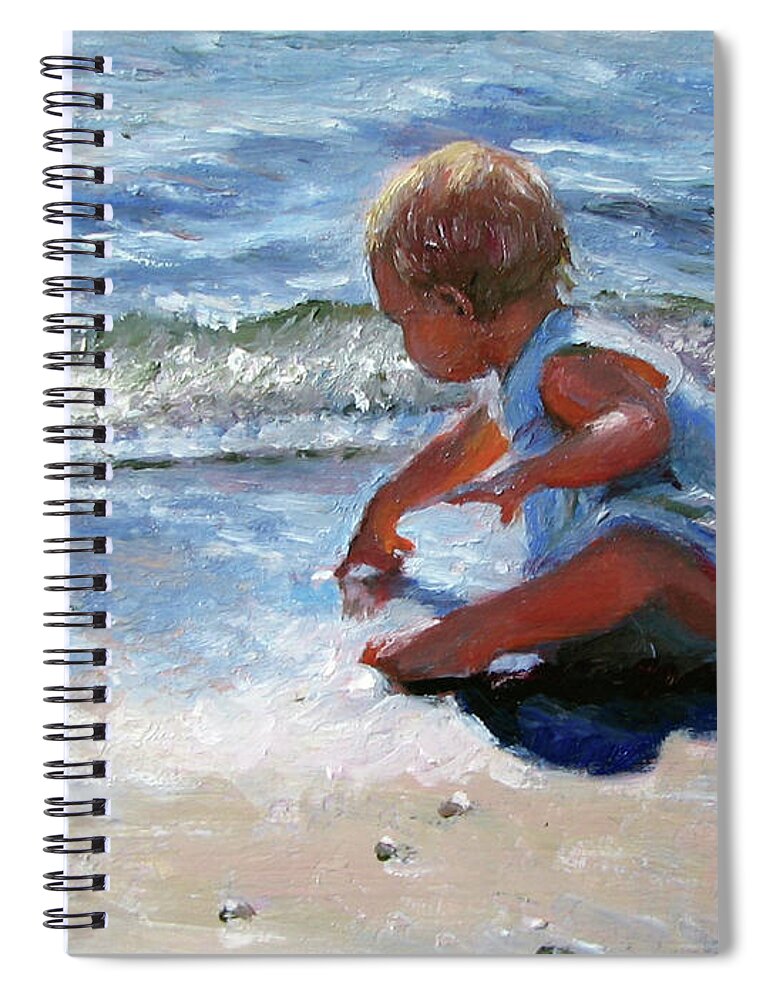 Babies Spiral Notebook featuring the painting Baby and the Beach by Marie Witte