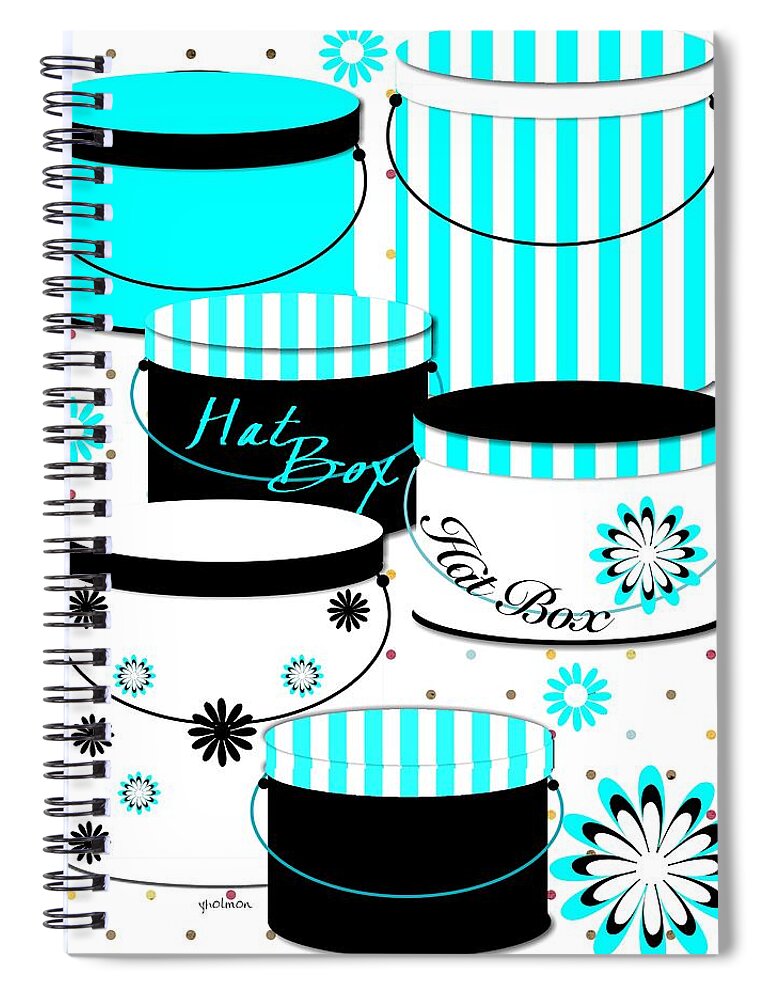 Blue Spiral Notebook featuring the digital art Baby Blue Hatboxes by Yolanda Holmon