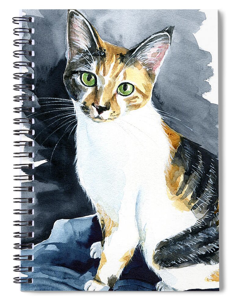 Baby - Calico Cat Painting Spiral Notebook by Dora Hathazi Mendes