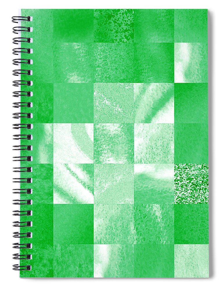 Green Spiral Notebook featuring the painting Baby Green Marble Quilt II by Irina Sztukowski