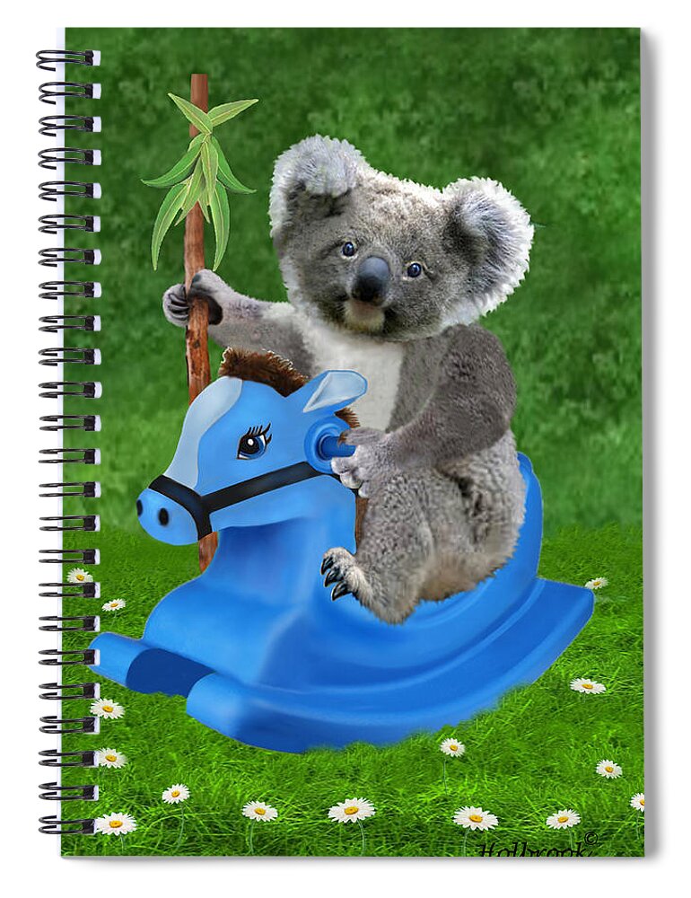 Baby Koala Spiral Notebook featuring the digital art Baby Koala Buckaroo by Glenn Holbrook