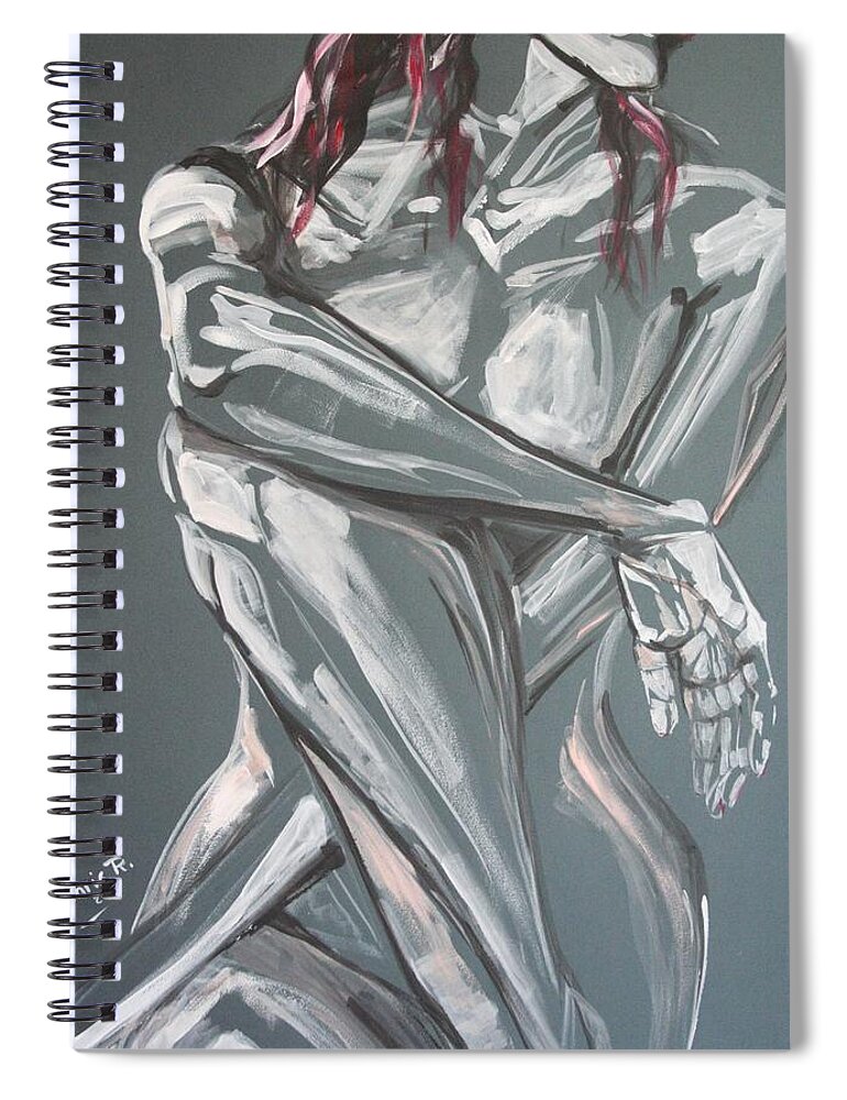 Nude Spiral Notebook featuring the painting Baby We Belong to the Night by Christel Roelandt