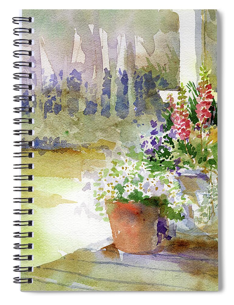 Garden Gate Spiral Notebook featuring the painting Back deck by Garden Gate magazine
