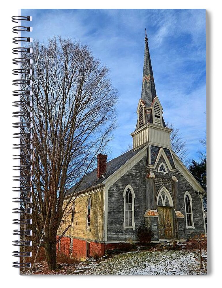 Church Spiral Notebook featuring the photograph Back Road Church by Steve Brown