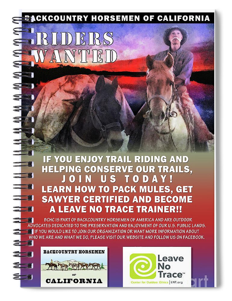 Bchc Spiral Notebook featuring the digital art Backcountry Horsemen Join Us Poster II by Rhonda Strickland