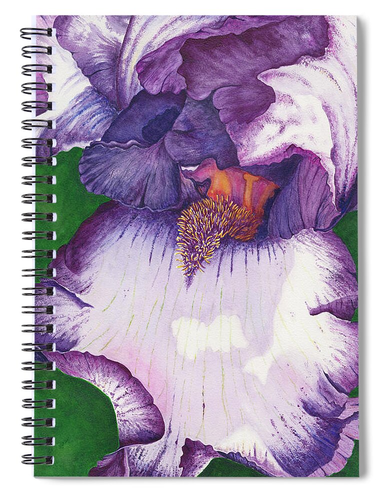 Iris Spiral Notebook featuring the painting Backyard Beauty by Lori Taylor