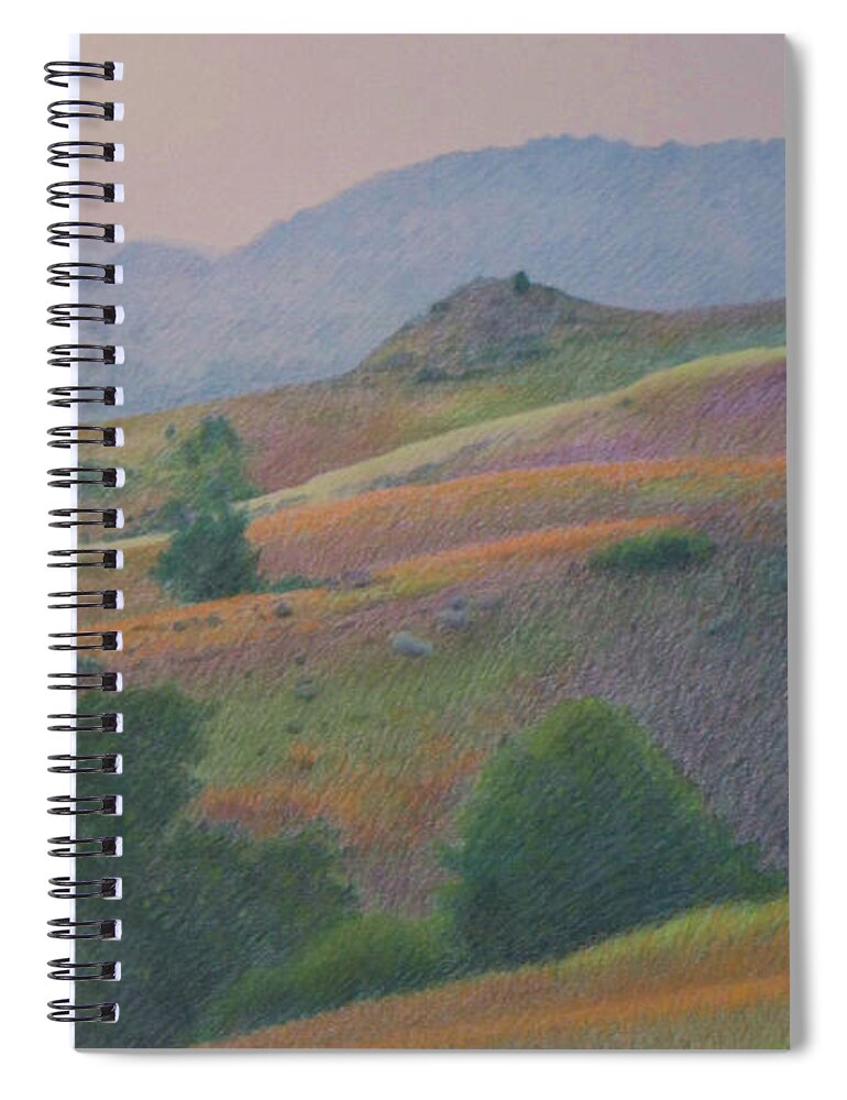 North Dakota Drawings Spiral Notebook featuring the pastel Badlands in July by Cris Fulton