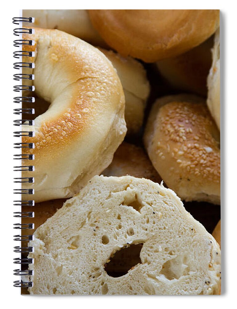 Food Spiral Notebook featuring the photograph Bagels 1 by Michael Fryd