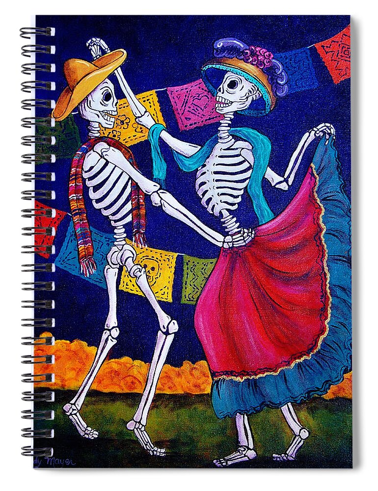 Dia De Los Muertos Spiral Notebook featuring the painting Bailando by Candy Mayer