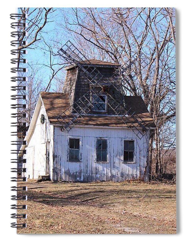 Historic Spiral Notebook featuring the photograph Baiting Hollow Windmill by Karen Silvestri