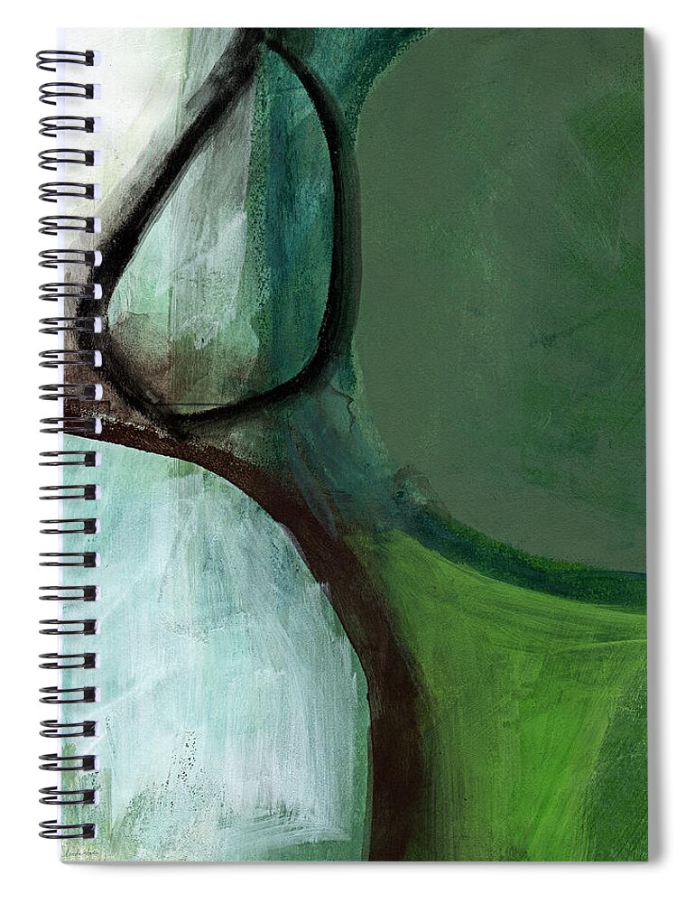 Abstract Spiral Notebook featuring the painting Balancing Stones by Linda Woods