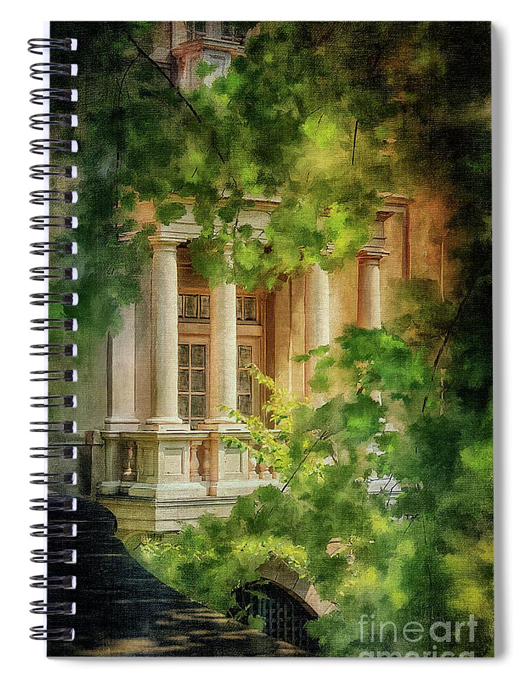 Winterthur Spiral Notebook featuring the digital art Balcony At Winterthur by Lois Bryan