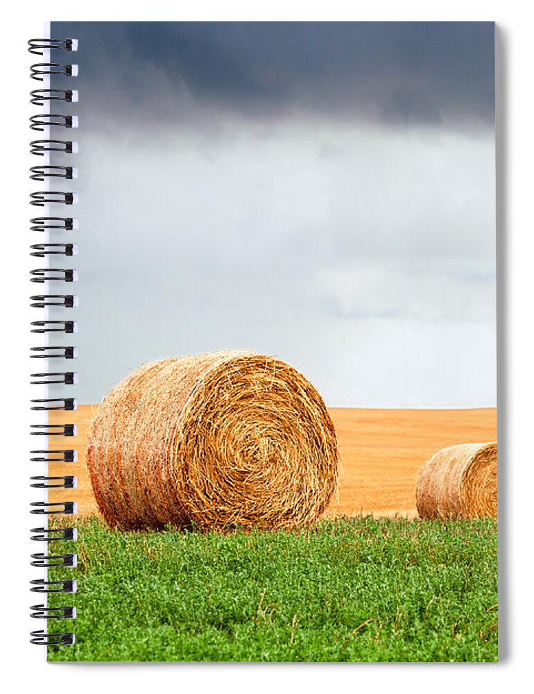 Round Bales Spiral Notebook featuring the photograph Bales and Layers by Todd Klassy