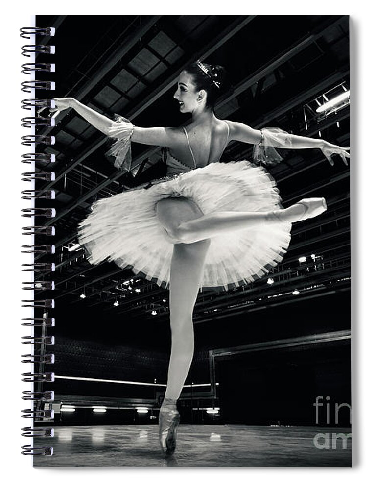 Ballet Spiral Notebook featuring the photograph Ballerina in the white tutu by Dimitar Hristov