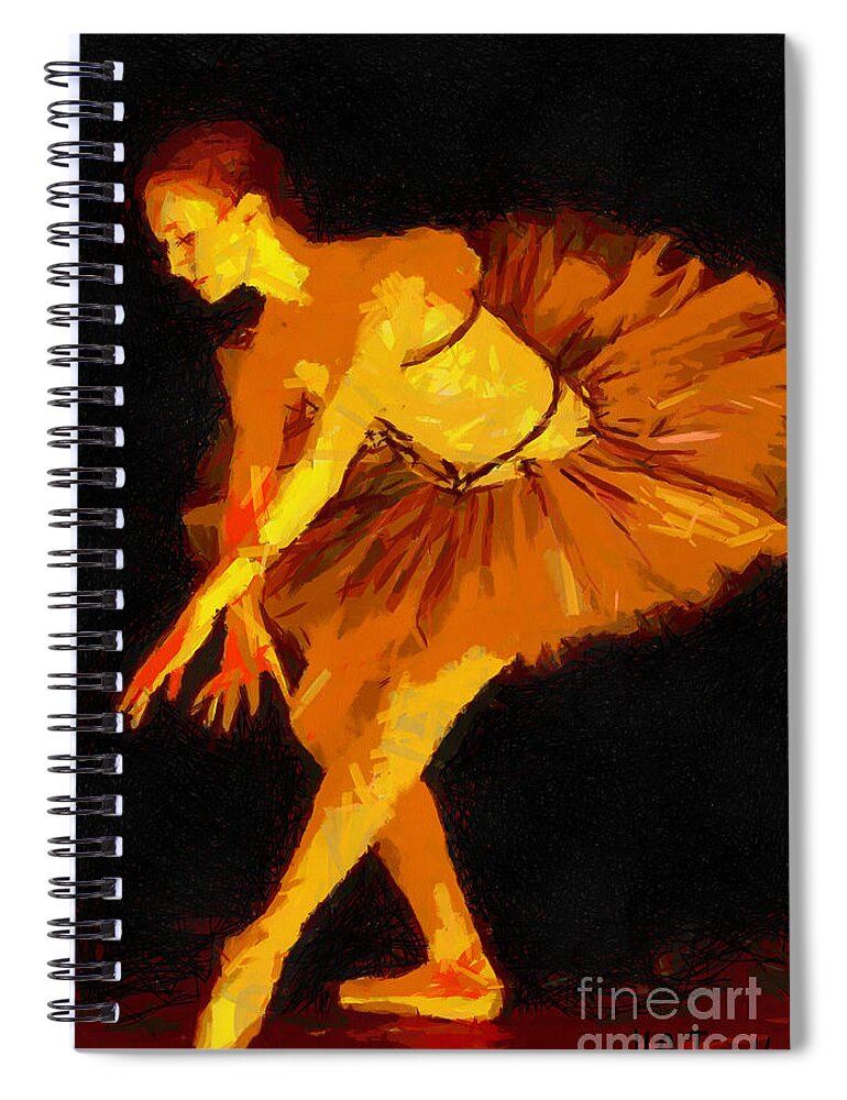 Ballet Spiral Notebook featuring the digital art Ballerina Lautrec by Humphrey Isselt