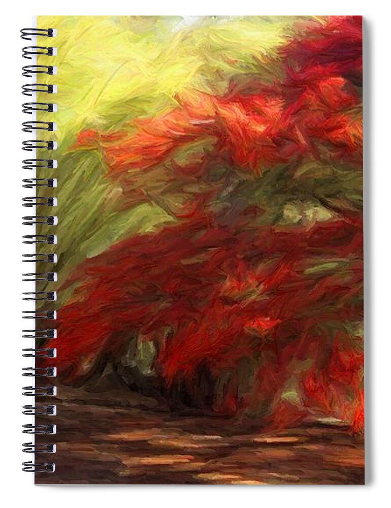 Bamboo And Flambouyant Spiral Notebook featuring the digital art Bamboo and the Flamboyant by Caito Junqueira