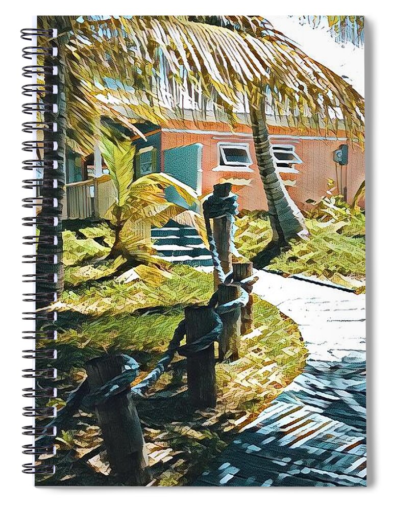 Julie-hoyle Spiral Notebook featuring the digital art Banana Bay by Julie Hoyle