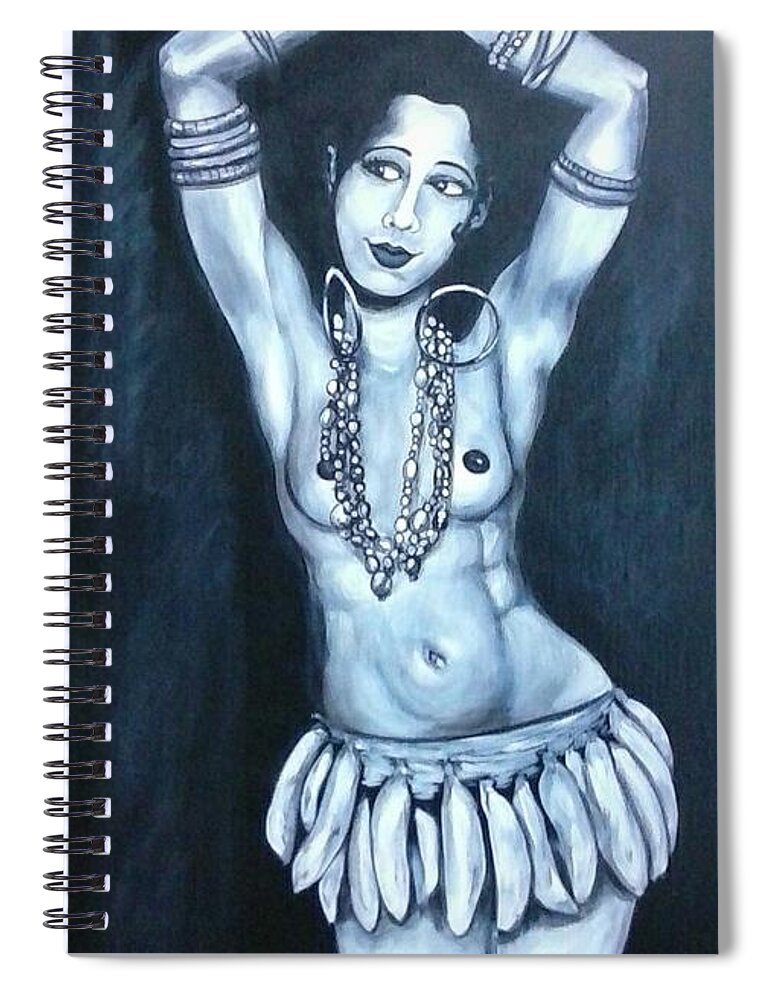 Josephine Baker Spiral Notebook featuring the painting Banana Dance by Jenny Pickens