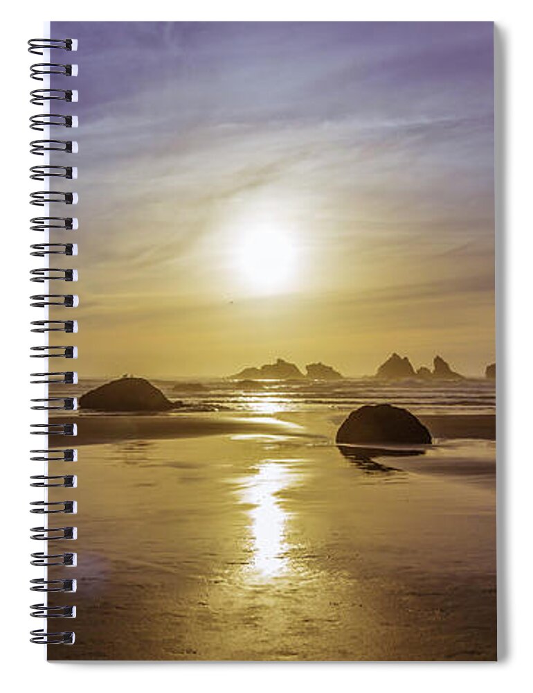 Bandon Spiral Notebook featuring the photograph Bandon Glow by Steven Clark