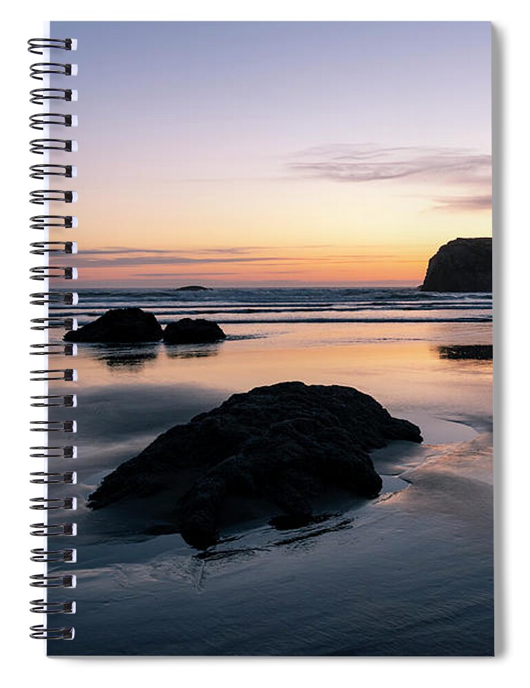 Beach Spiral Notebook featuring the photograph Bandon Reflections by Steven Clark