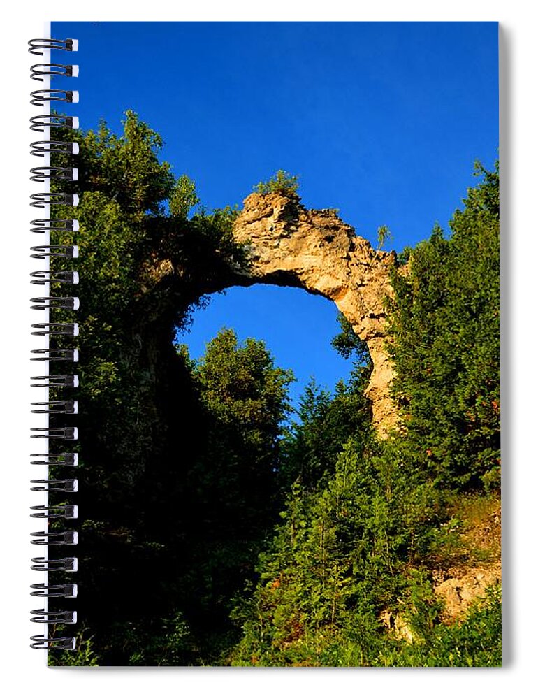 Mackinac Island Spiral Notebook featuring the photograph Beneath Arch Rock by Keith Stokes
