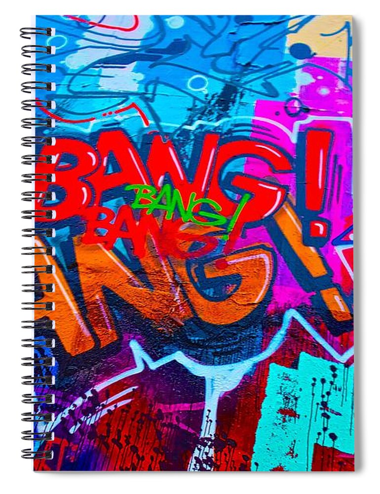 Bang Graffiti Spiral Notebook featuring the painting Bang Graffiti NYC 2014 by Joan Reese