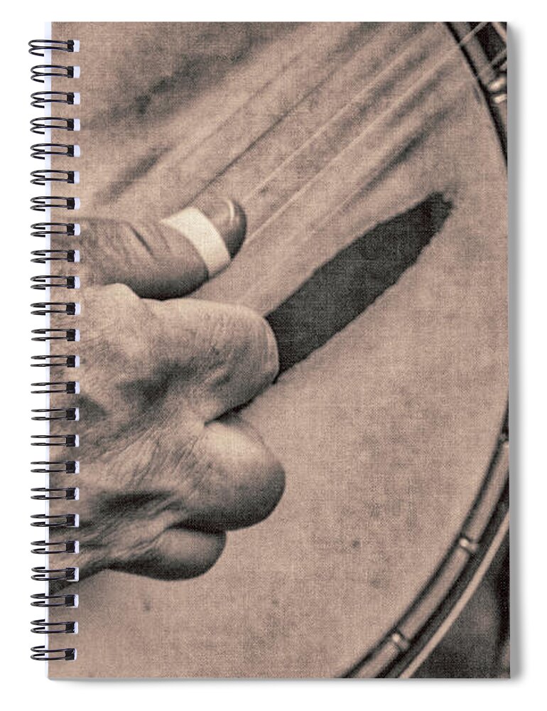 Banjo Picker Hand Spiral Notebook featuring the photograph Banjo Man by Pamela Williams