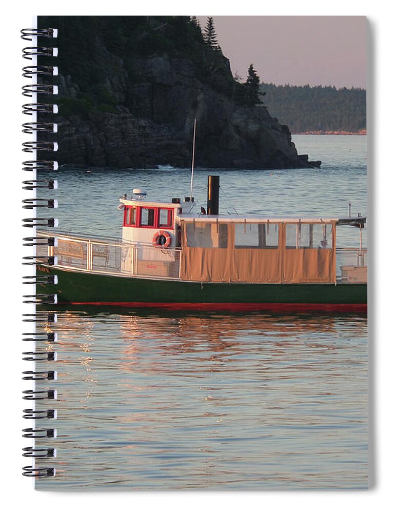 Maine Spiral Notebook featuring the photograph Bar Harbor Tour Boat by Holly Ross