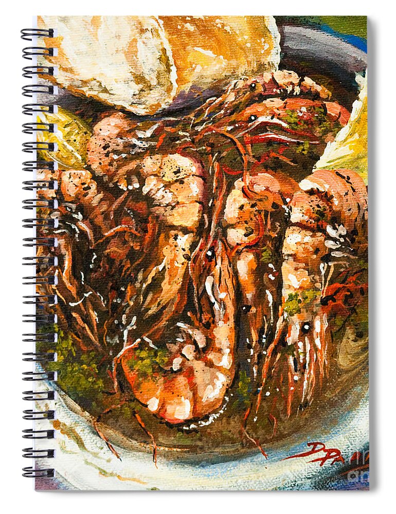 New Orleans Barbequed Shrimp Spiral Notebook featuring the painting Barbequed Shrimp by Dianne Parks