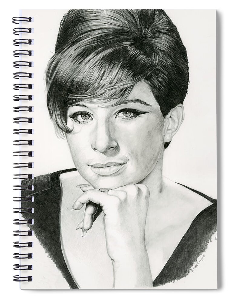 Barbra Spiral Notebook featuring the drawing Barbra by Rob De Vries
