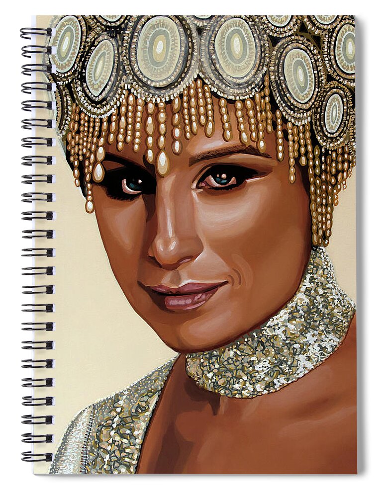 Barbra Streisand Spiral Notebook featuring the painting Barbra Streisand 2 by Paul Meijering