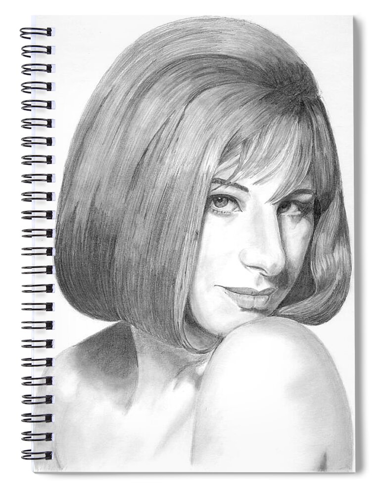 Singer Spiral Notebook featuring the drawing Barbra Streisand by Rob De Vries