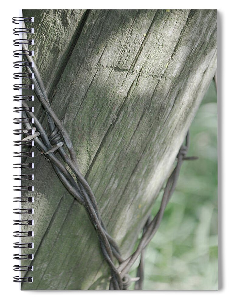 Barbwire Spiral Notebook featuring the photograph Barbwire Shadow by Troy Stapek