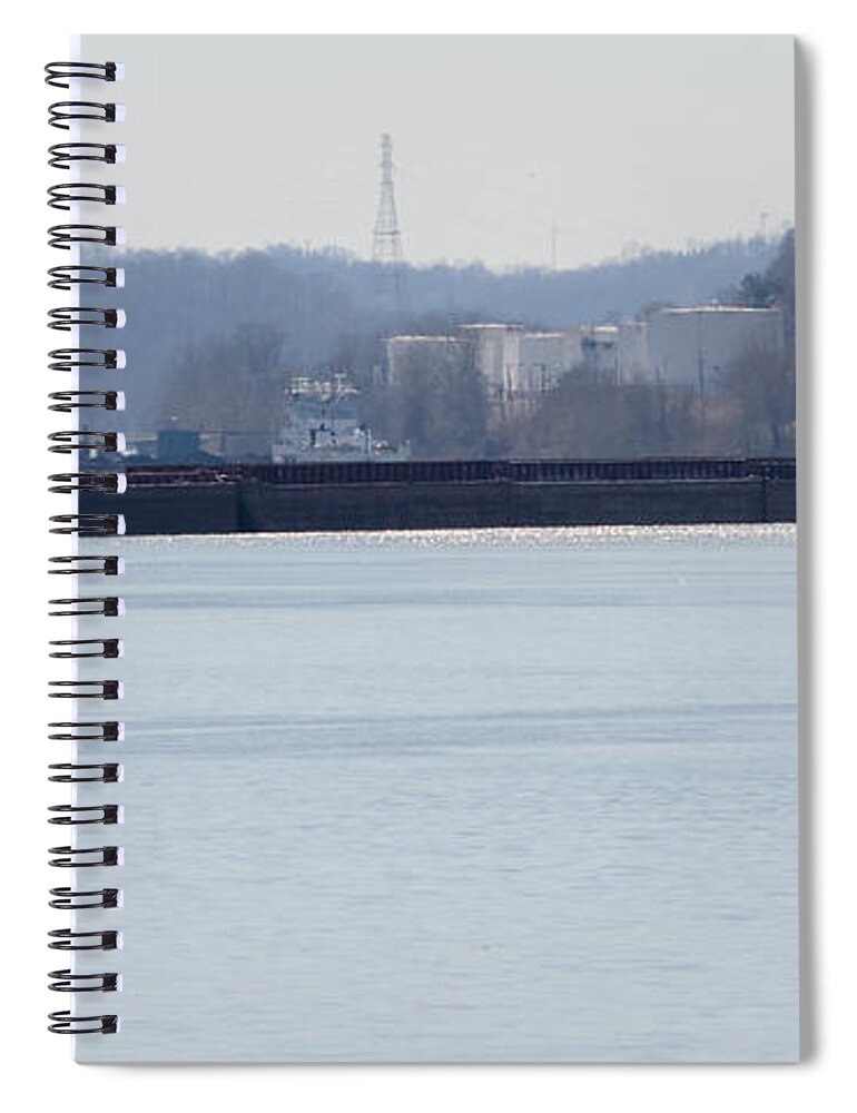 Jan Spiral Notebook featuring the photograph Barge in the Bank by Holden The Moment