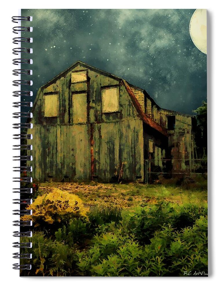 Landscape Spiral Notebook featuring the painting Barn by the Beach by RC DeWinter
