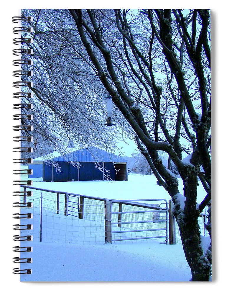 Snow Spiral Notebook featuring the photograph Barn in the snow by Lisa Rose Musselwhite
