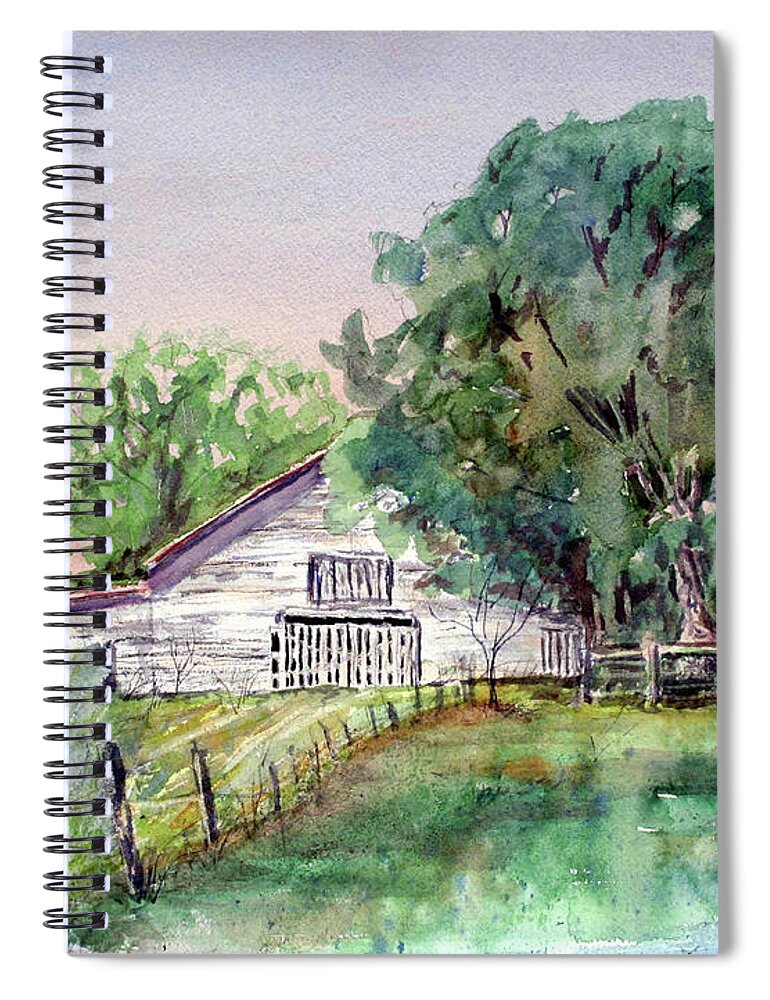 Barn Spiral Notebook featuring the painting Barn on Highway 4 by Barry Jones