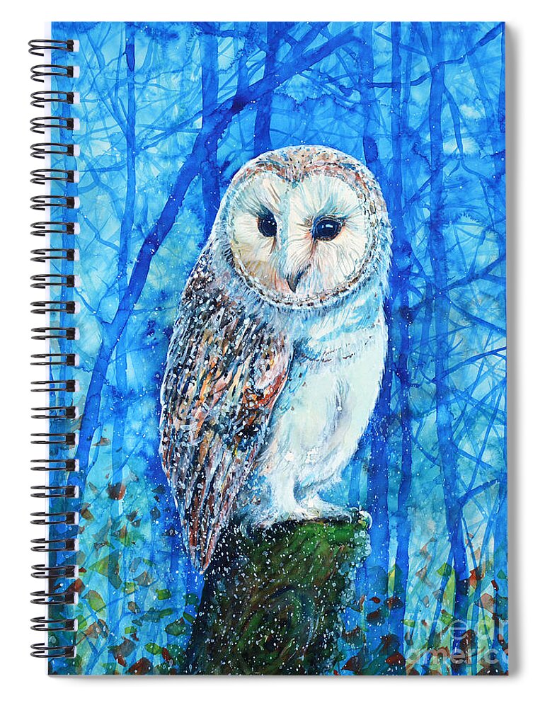 barn Owl Spiral Notebook featuring the painting Barn Owl by Zaira Dzhaubaeva