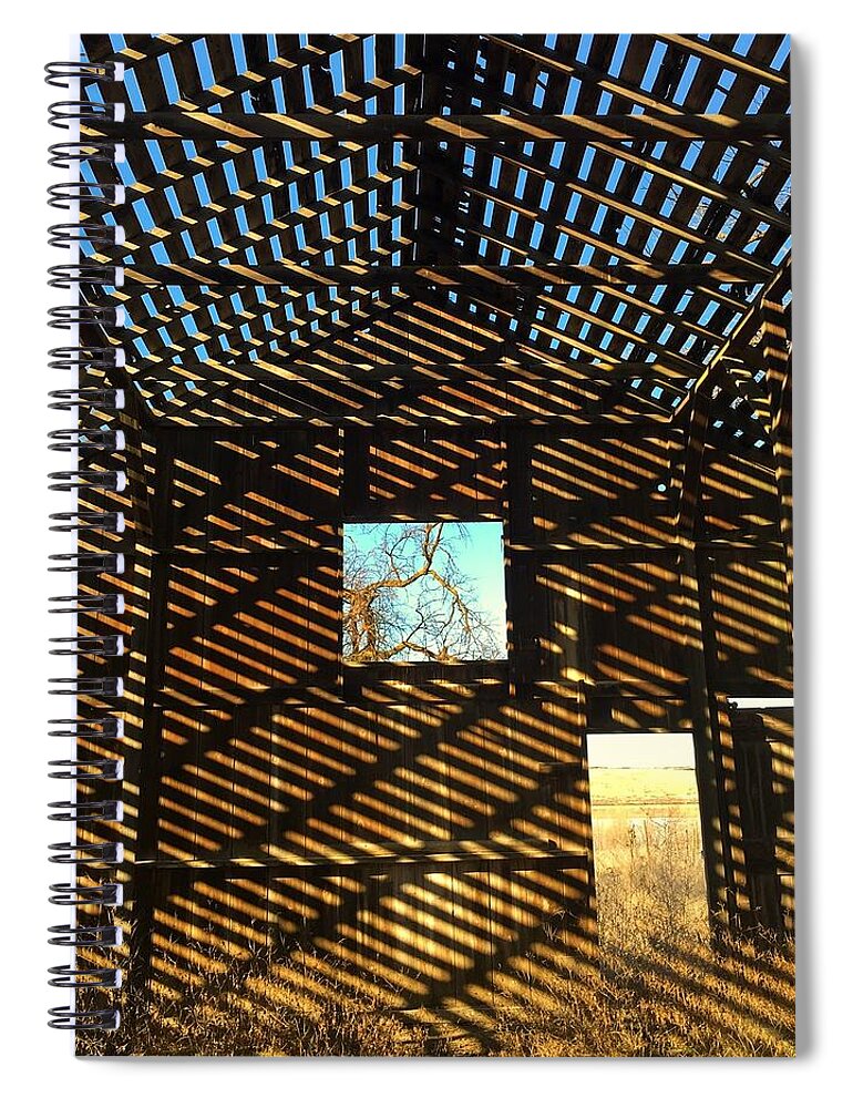 Barn Spiral Notebook featuring the photograph Barn Rafter Shadows by Jerry Abbott