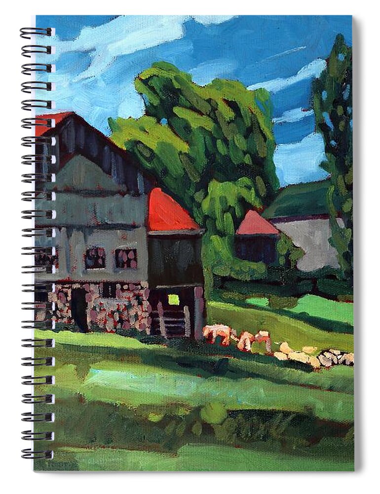 814 Spiral Notebook featuring the painting Barn Roofs by Phil Chadwick